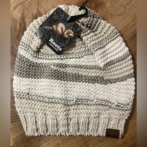 Roots Textured Cream Knit Beanie!